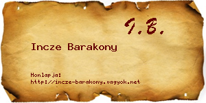 Incze Barakony névjegykártya